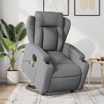 Sillón De Masaje | Sillón De Salón | Silla Eléctrico Reclinable Elevable Tela Gris Clarocfw791730