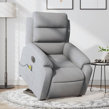 Sillón De Masaje | Sillón De Salón | Silla Eléctrico Reclinable Elevable Tela Gris Clarocfw791735