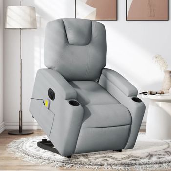 Sillón De Masaje | Sillón De Salón | Silla Eléctrico Reclinable Elevable Tela Gris Clarocfw791736