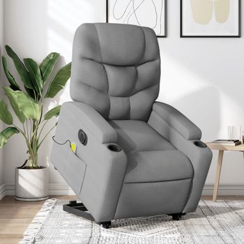 Sillón De Masaje | Sillón De Salón | Silla Eléctrico Reclinable Elevable Tela Gris Clarocfw791738