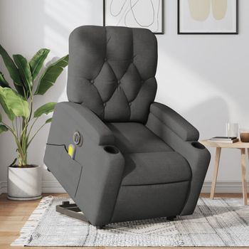 Sillón De Masaje | Sillón De Salón | Silla Eléctrico Reclinable Elevable Tela Gris Oscurocfw791748