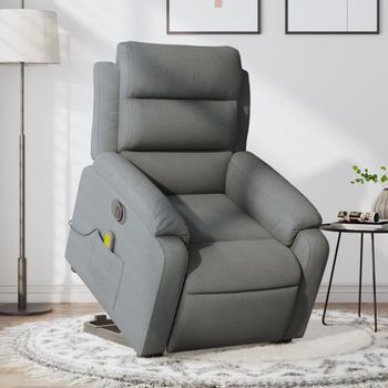 Sillón De Masaje | Sillón De Salón | Silla Eléctrico Reclinable Elevable Tela Gris Oscurocfw791750