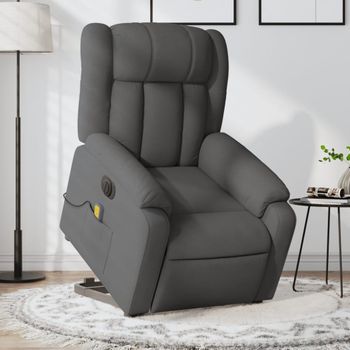 Sillón De Masaje | Sillón De Salón | Silla Eléctrico Reclinable Elevable Tela Gris Oscurocfw791752