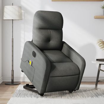 Sillón De Masaje | Sillón De Salón | Silla Eléctrico Reclinable Elevable Tela Gris Oscurocfw791755