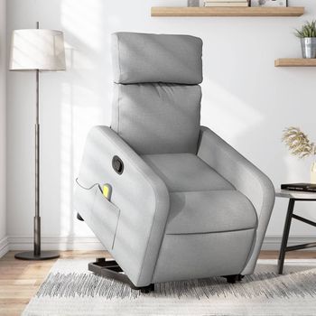 Sillón De Masaje | Sillón De Salón | Silla Reclinable De Pie De Tela Gris Clarocfw791894