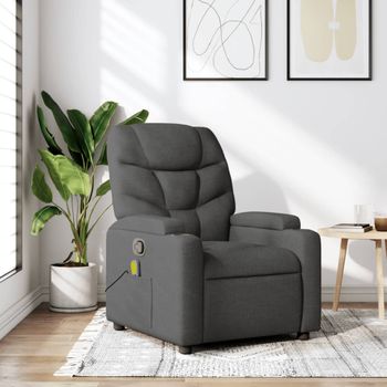 Sillón De Masaje | Sillón De Salón | Silla Reclinable De Tela Gris Oscurocfw791940