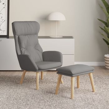 Sillón De Relax | Sillón De Salón | Silla Relax Con Taburete Tela Gris Clarocfw792021