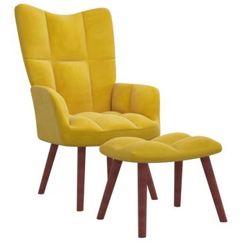 Sillón De Relax | Sillón De Salón | Silla Relax Con Taburete Terciopelo Amarillo Mostazacfw792034