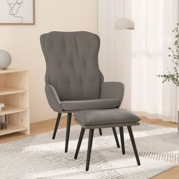 Sillón De Relax | Sillón De Salón | Silla Relax Con Taburete Terciopelo Gris Clarocfw792038