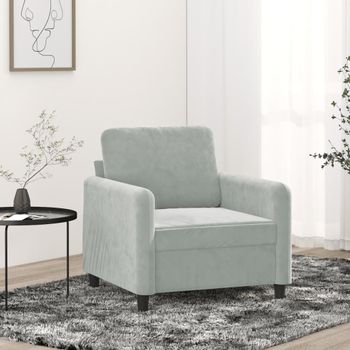 Sillón De Salón | Silla | Sillón De Terciopelo Gris Claro 60 Cmcfw792186