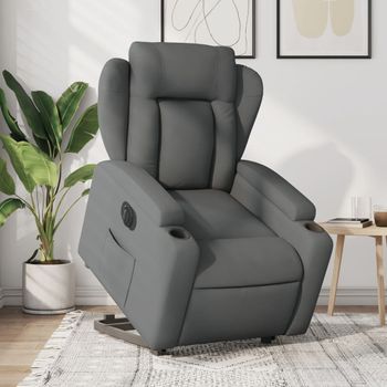 Sillón De Salón | Silla | Sillón Eléctrico Reclinable Elevable De Tela Gris Oscurocfw792248