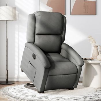 Sillón De Salón | Silla | Sillón Eléctrico Reclinable Elevable De Tela Gris Oscurocfw792255