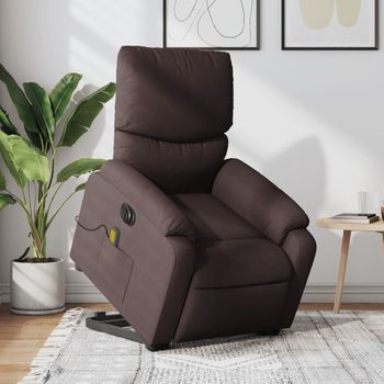 Sillón Masaje | Sillón De Salón | Silla Eléctrico Reclinable Elevable Tela Marrón Oscurocfw792271