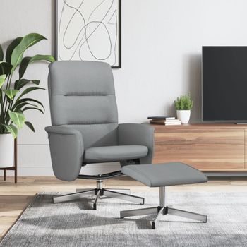 Sillón De Salón | Silla | Sillón Reclinable Con Reposapiés Tela Gris Clarocfw792335