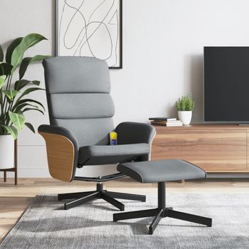 Sillón Reclinable De Masaje | Sillón De Salón | Silla Con Reposapiés Tela Gris Clarocfw792403