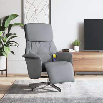 Sillón Reclinable De Masaje | Sillón De Salón | Silla Con Reposapiés Tela Gris Clarocfw792404