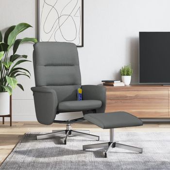 Sillón Reclinable De Masaje | Sillón De Salón | Silla Con Reposapiés Tela Gris Oscurocfw792415