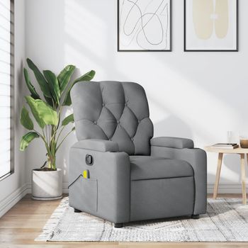 Sillón Reclinable De Masaje | Sillón De Salón | Silla De Tela Gris Clarocfw792509