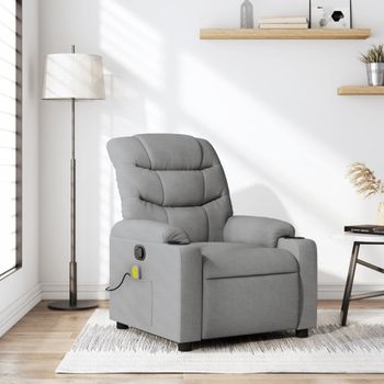 Sillón Reclinable De Masaje | Sillón De Salón | Silla De Tela Gris Clarocfw792512