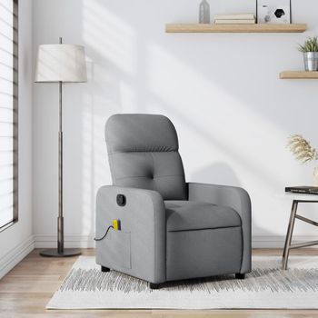 Sillón Reclinable De Masaje | Sillón De Salón | Silla De Tela Gris Clarocfw792513