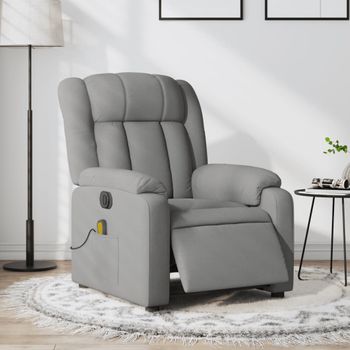 Sillón Reclinable De Masaje | Sillón De Salón | Silla Eléctrico Tela Gris Clarocfw792556