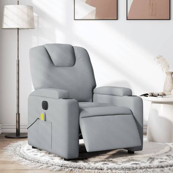 Sillón Reclinable De Masaje | Sillón De Salón | Silla Eléctrico Tela Gris Clarocfw792557