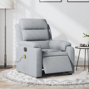 Sillón Reclinable De Masaje | Sillón De Salón | Silla Eléctrico Tela Gris Clarocfw792561