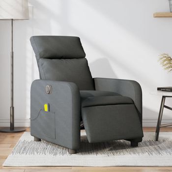 Sillón Reclinable De Masaje | Sillón De Salón | Silla Eléctrico Tela Gris Oscurocfw792569