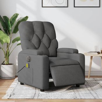 Sillón Reclinable De Masaje | Sillón De Salón | Silla Eléctrico Tela Gris Oscurocfw792577