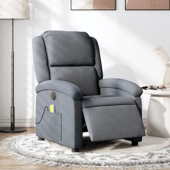 Sillón Reclinable De Masaje | Sillón De Salón | Silla Eléctrico Terciopelo Gris Oscurocfw792596