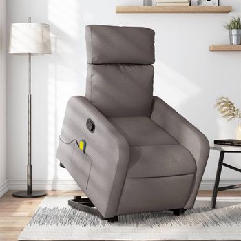 Sillón Reclinable De Masaje | Sillón De Salón | Silla Elevable Tela Gris Taupécfw792601