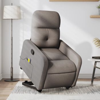 Sillón Reclinable De Masaje | Sillón De Salón | Silla Elevable Tela Gris Taupécfw792602