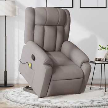 Sillón Reclinable De Masaje | Sillón De Salón | Silla Elevable Tela Gris Taupécfw792603