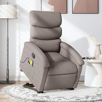 Sillón Reclinable De Masaje | Sillón De Salón | Silla Elevable Tela Gris Taupécfw792606