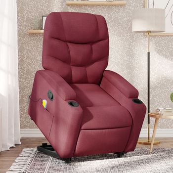 Sillón Reclinable De Masaje | Sillón De Salón | Silla Elevable Tela Rojo Tintocfw792627