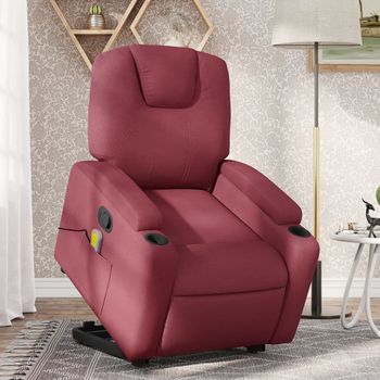 Sillón Reclinable De Masaje | Sillón De Salón | Silla Elevable Tela Rojo Tintocfw792629