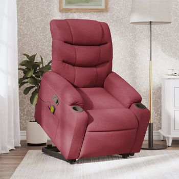 Sillón Reclinable De Masaje | Sillón De Salón | Silla Elevable Tela Rojo Tintocfw792630