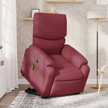 Sillón Reclinable De Masaje | Sillón De Salón | Silla Elevable Tela Rojo Tintocfw792631