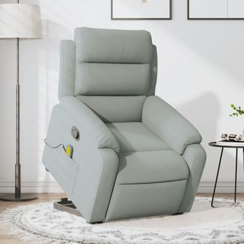 Sillón Reclinable De Masaje | Sillón De Salón | Silla Elevable Terciopelo Gris Clarocfw792634