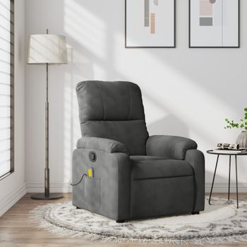 Sillón Reclinable De Masaje | Sillón De Salón | Silla Tela De Microfibra Gris Oscurocfw792641