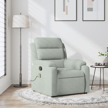 Sillón Reclinable De Masaje | Sillón De Salón | Silla Terciopelo Gris Clarocfw792643