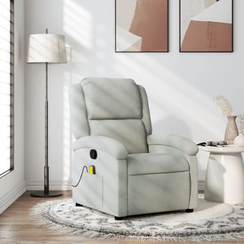 Sillón Reclinable De Masaje | Sillón De Salón | Silla Terciopelo Gris Clarocfw792644