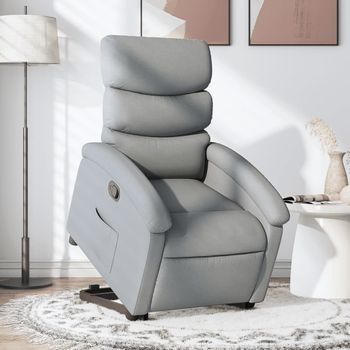 Sillón De Salón | Silla | Sillón Reclinable Elevable De Tela Gris Clarocfw792771