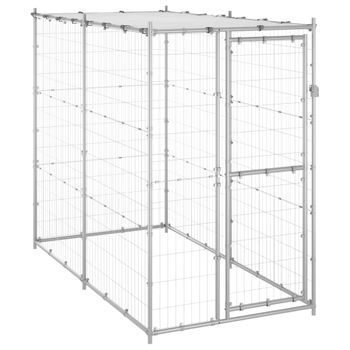 Perrera De Exterior | Jaula Para Perro | Parque Para Mascotas Acero Galvanizado Con Techo 110x220x180 Cm Cfw783711