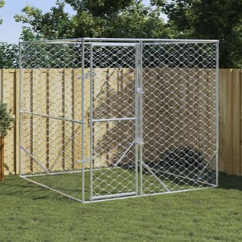 Perrera De Exterior | Jaula Para Perro | Parque Para Mascotas Acero Galvanizado Plateado 2x2x2 M Cfw783714