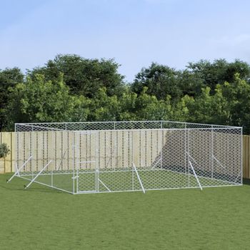 Perrera De Exterior | Jaula Para Perro | Parque Para Mascotas Acero Galvanizado Plateado 6x6x2 M Cfw783723