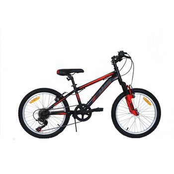 Bicicleta Infantil De Montaña 20" Umit Xr 240 Suspension Negro Roja 6 Velocidades