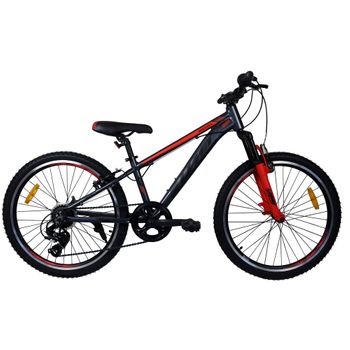 Bicicleta Infantil 24” Umit Cuadro Aluminio 7v Gris-rojo