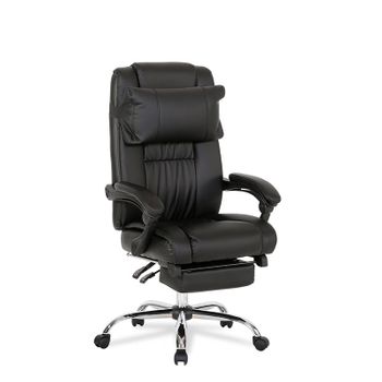 Silla De Oficina Con Asiento En Símil Piel Color Negro. Modelo Samanta