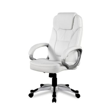 Silla De Oficina Con Asiento En Símil Piel Color Blanco. Modelo Elisabeth